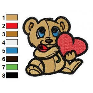 Free Valentine Heart Bear 01 Embroidery Design